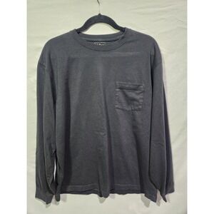L.L Bean Men's Black Carefree Unshrinkable Tee Traditional Fit Long-Sleeve Large